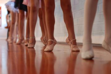 A shot of ballet shoes.